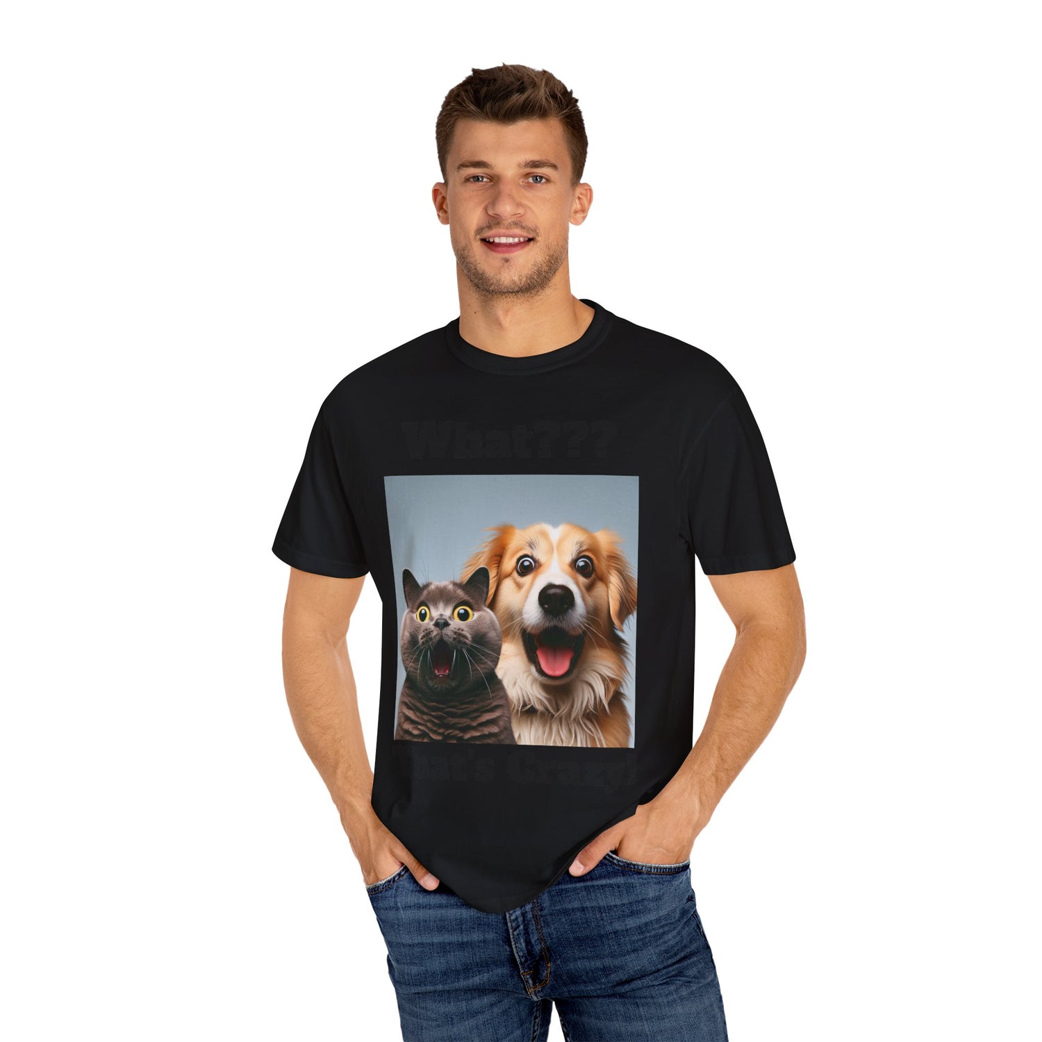 Cat and Dog Surprising Funny Face - Unisex T-shirt