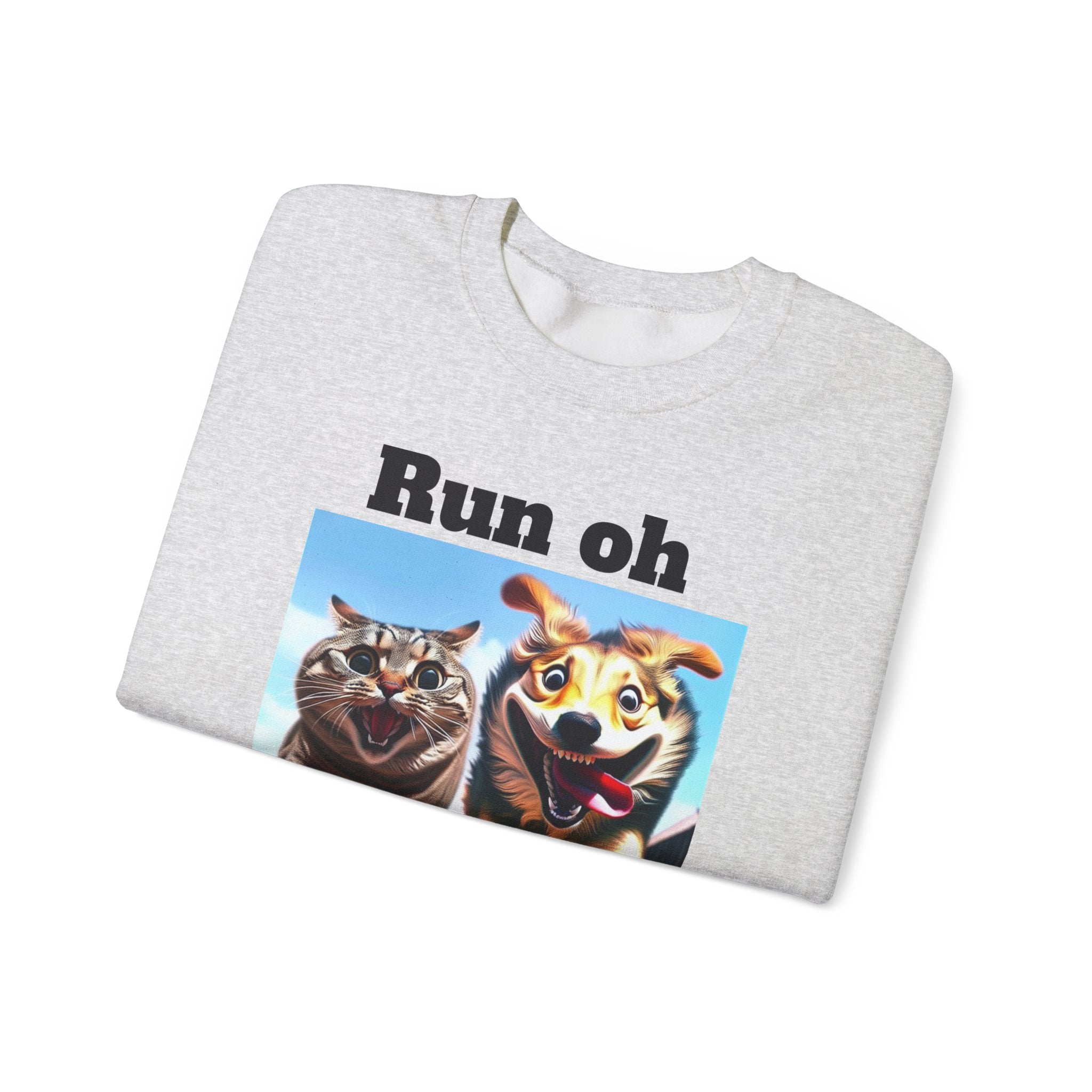 Cats and Dogs Running - Funny Unisex Crewneck Sweatshirt