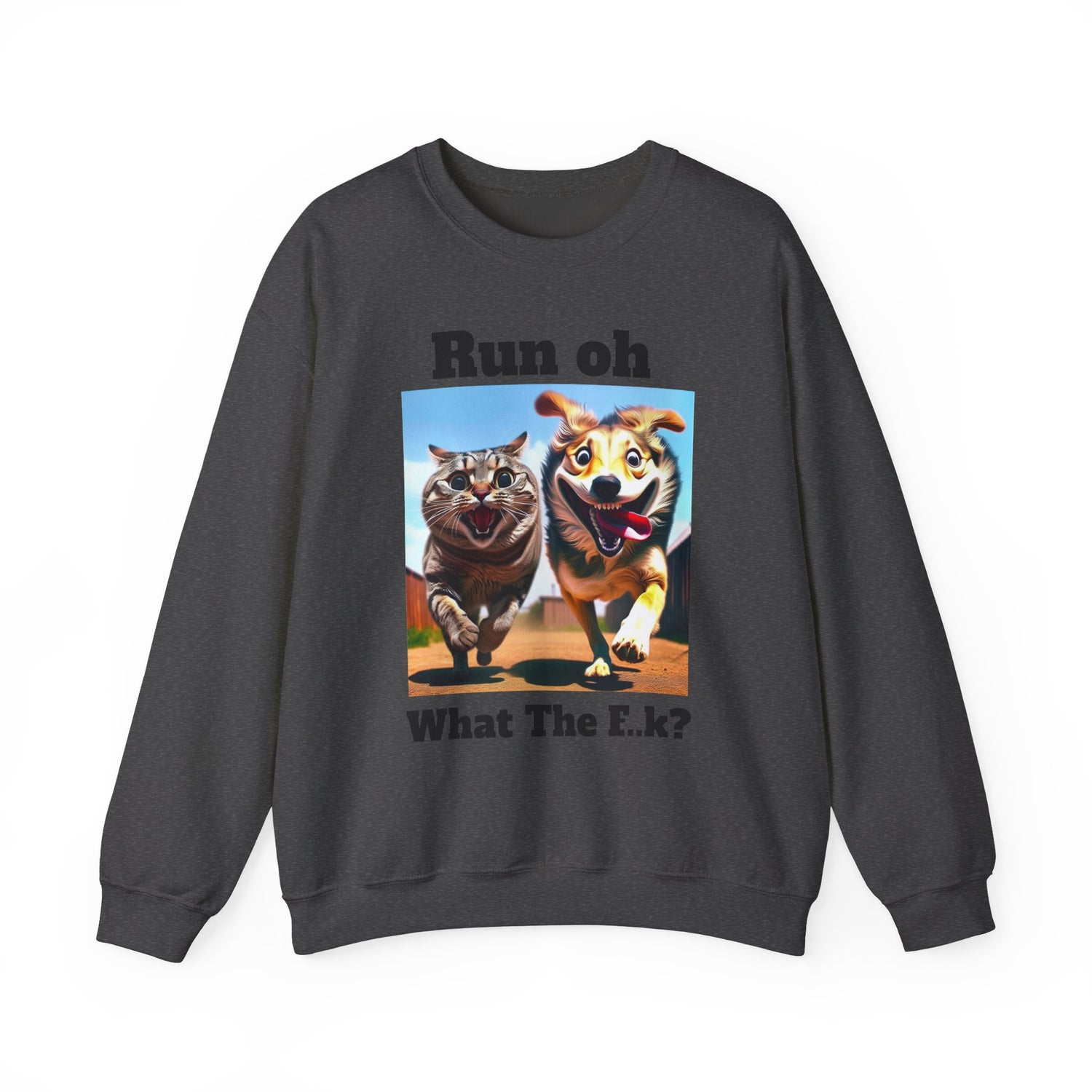 Cats and Dogs Running - Funny Unisex Crewneck Sweatshirt