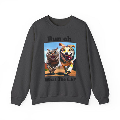 Cats and Dogs Running - Funny Unisex Crewneck Sweatshirt