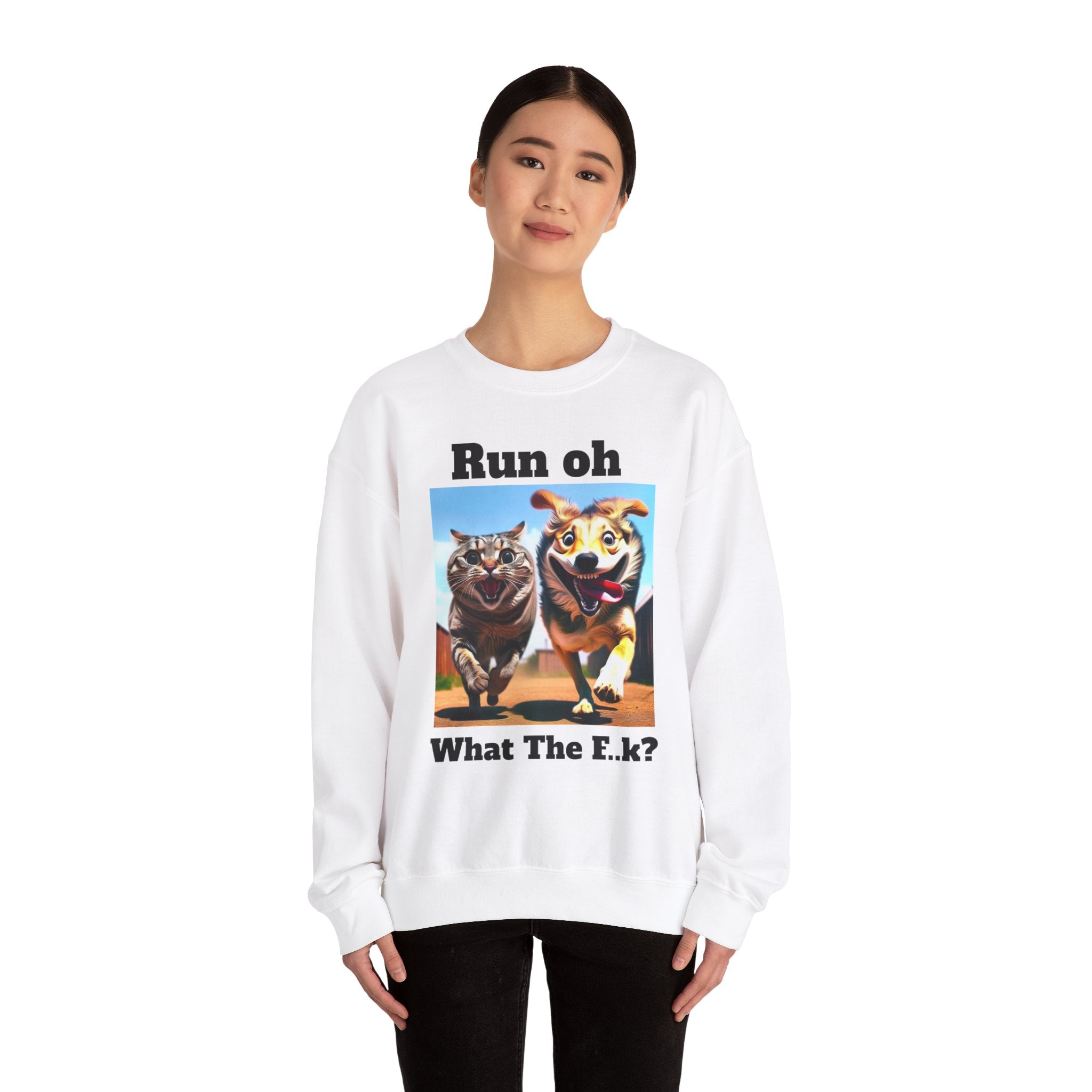 Cats and Dogs Running - Funny Unisex Crewneck Sweatshirt