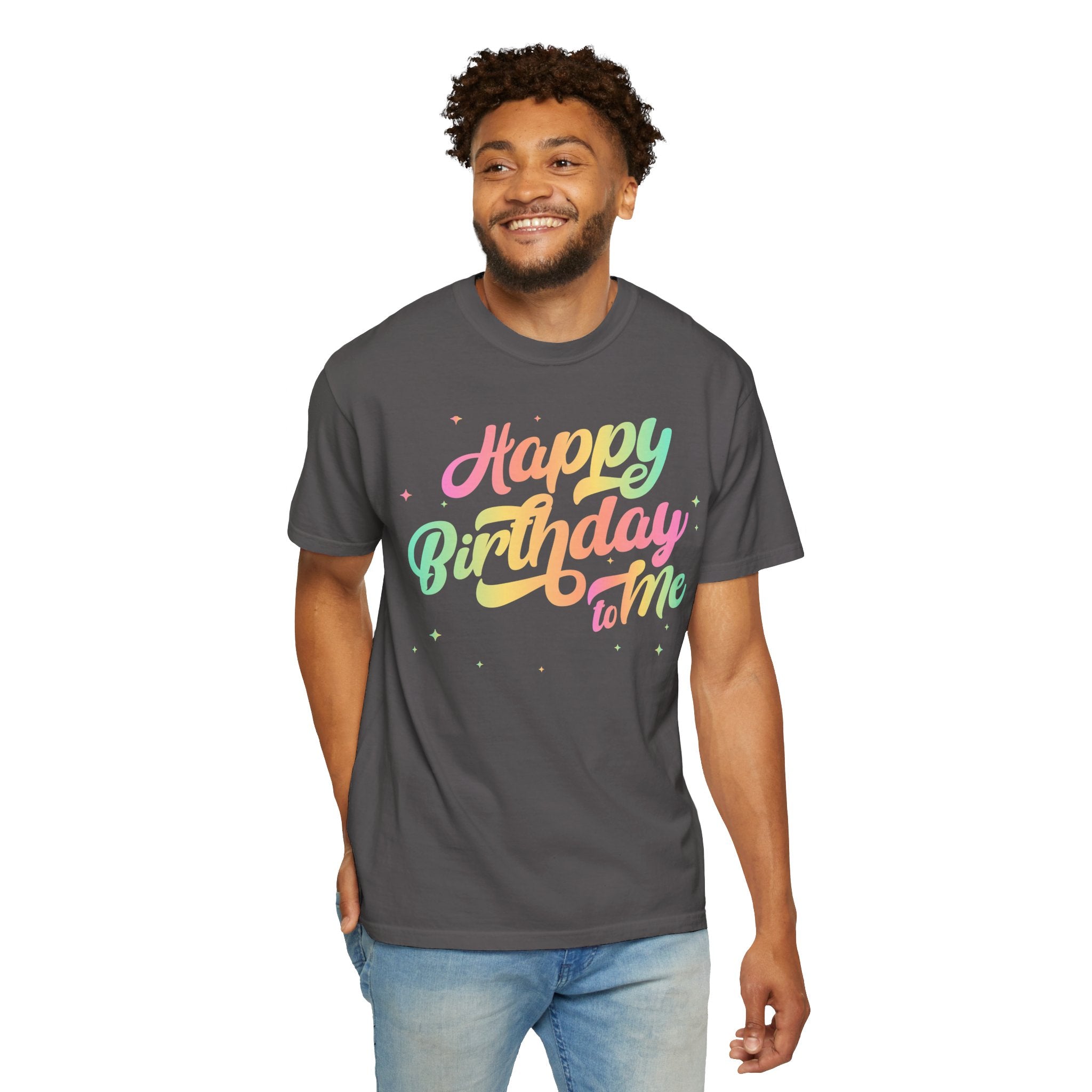 Happy Birthday - Round Neck Unisex Garment-Dyed T-shirt