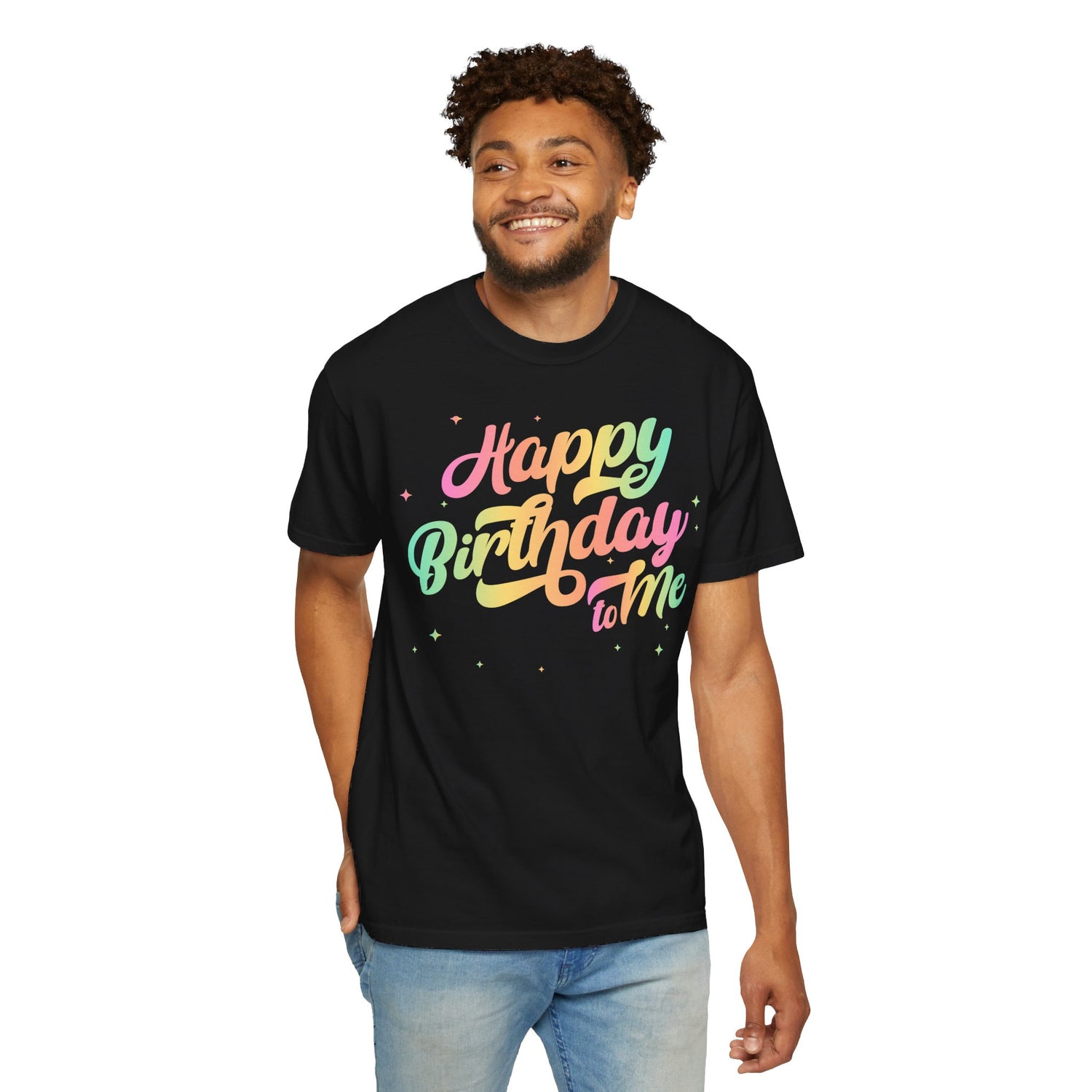 Happy Birthday - Round Neck Unisex Garment-Dyed T-shirt