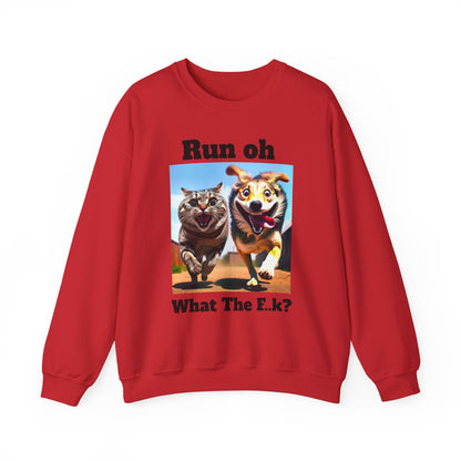 Cats and Dogs Running - Funny Unisex Crewneck Sweatshirt