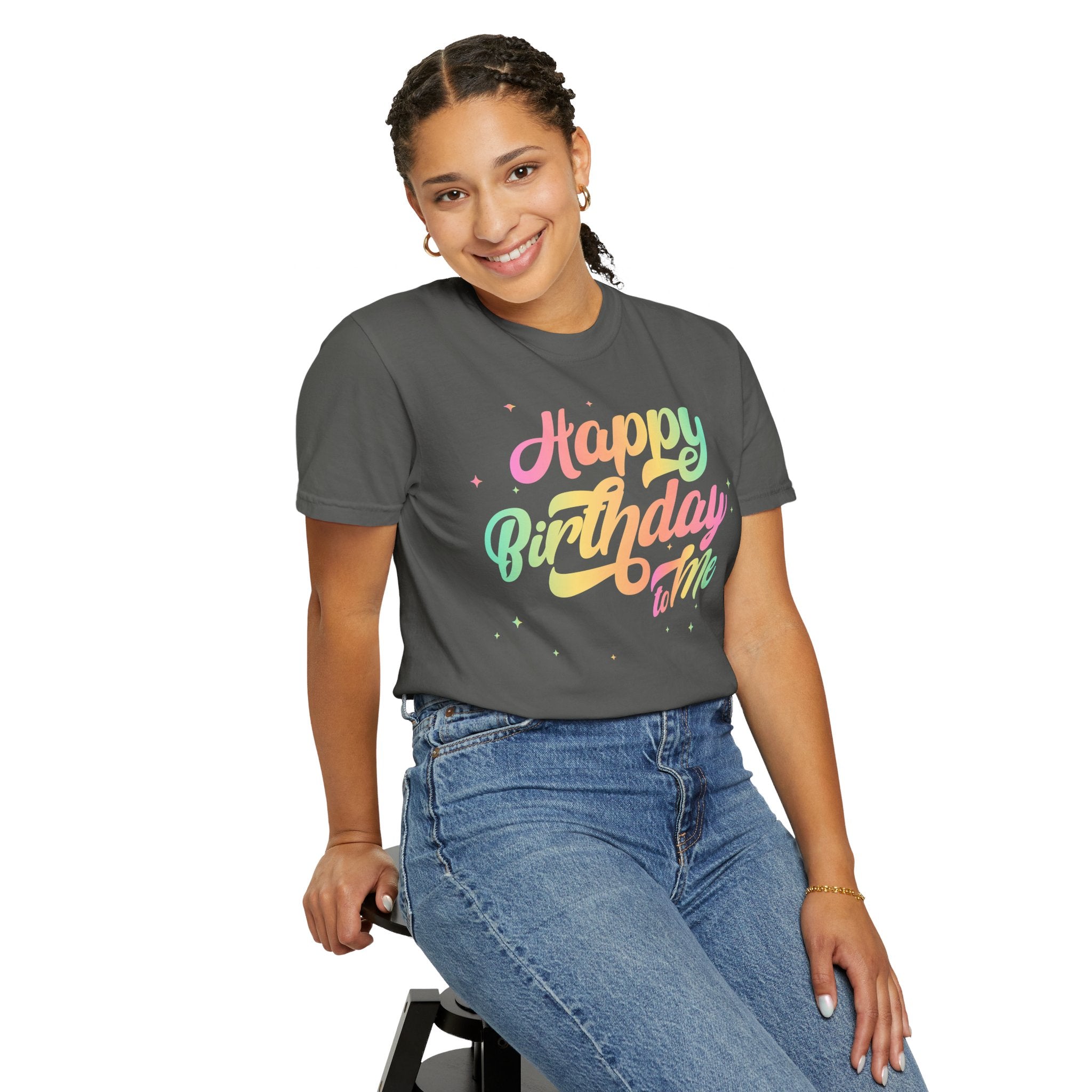 Happy Birthday - Round Neck Unisex Garment-Dyed T-shirt