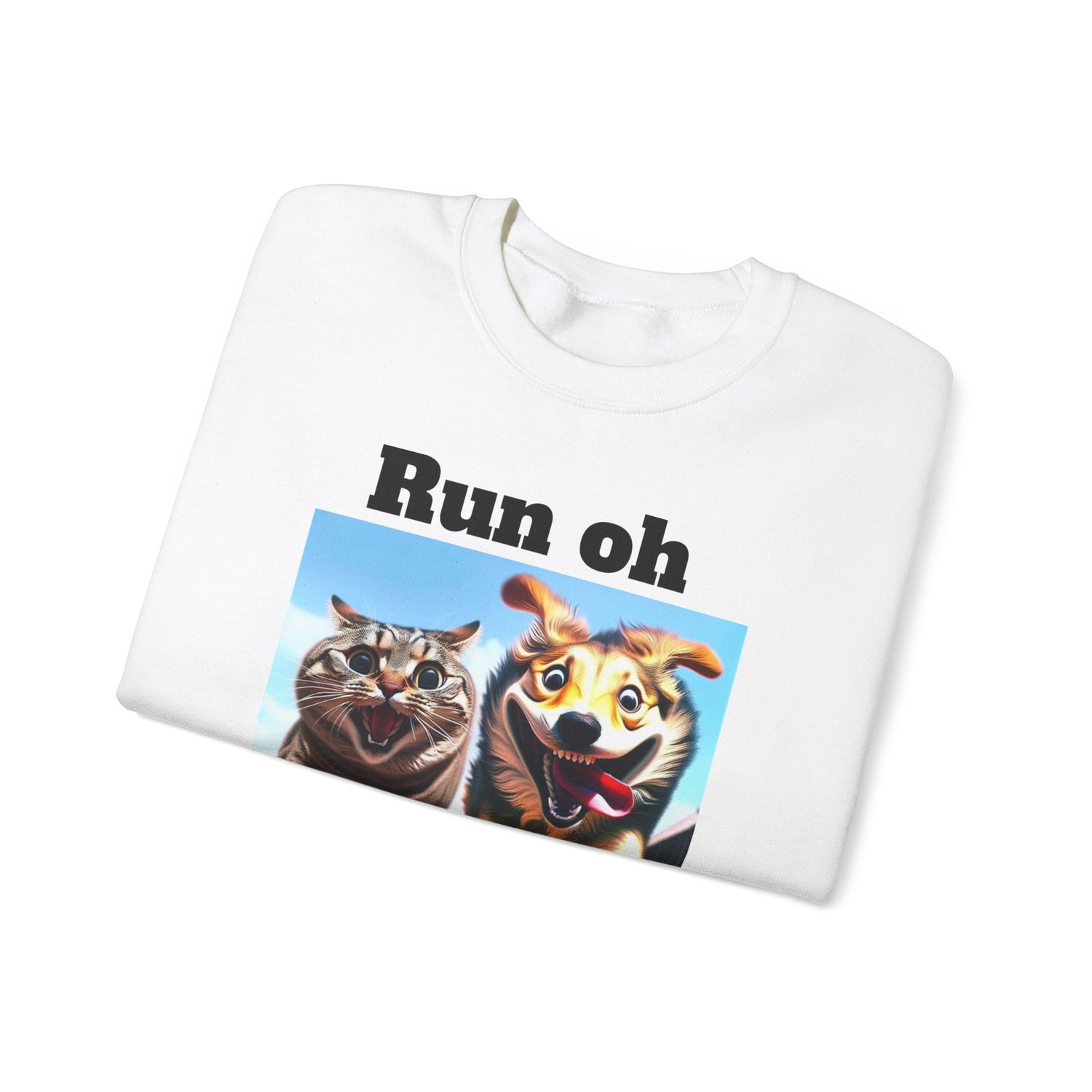 Cats and Dogs Running - Funny Unisex Crewneck Sweatshirt