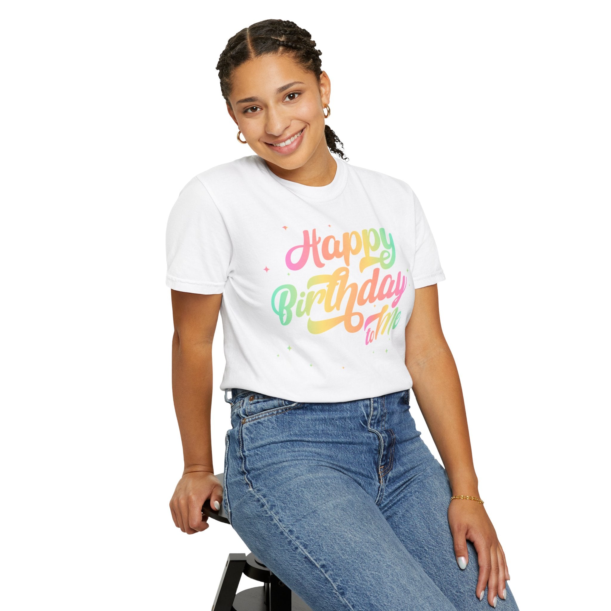 Happy Birthday - Round Neck Unisex Garment-Dyed T-shirt