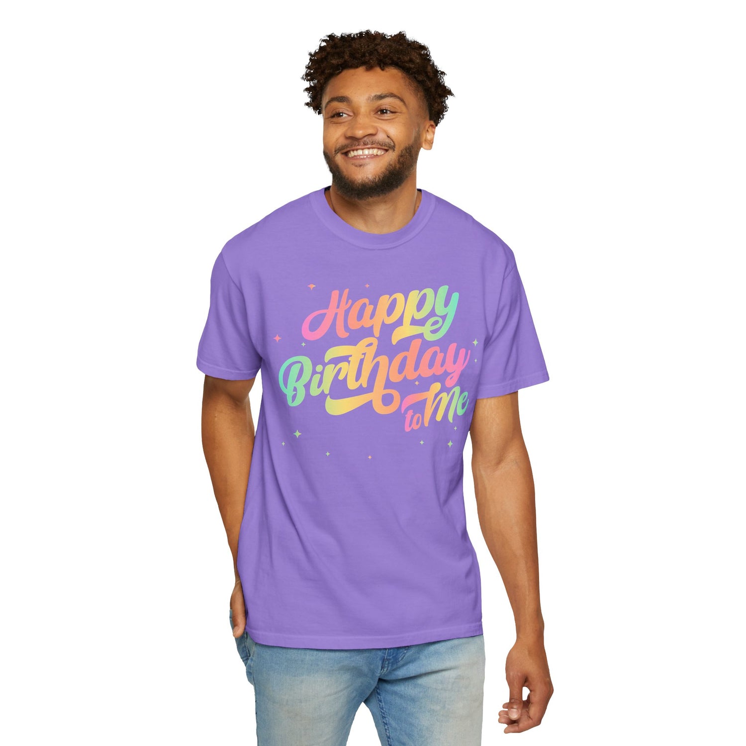 Happy Birthday - Round Neck Unisex Garment-Dyed T-shirt