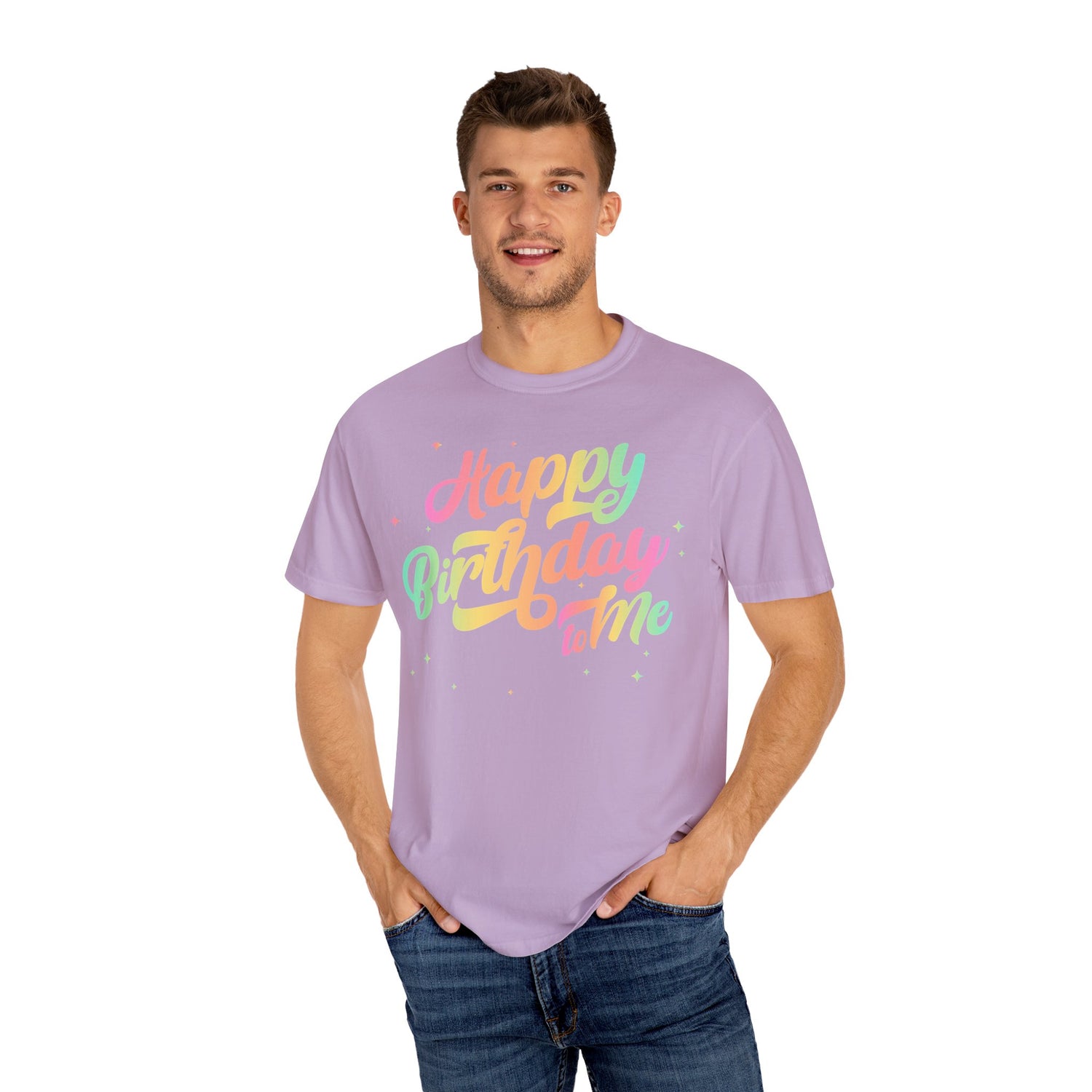 Happy Birthday - Round Neck Unisex Garment-Dyed T-shirt