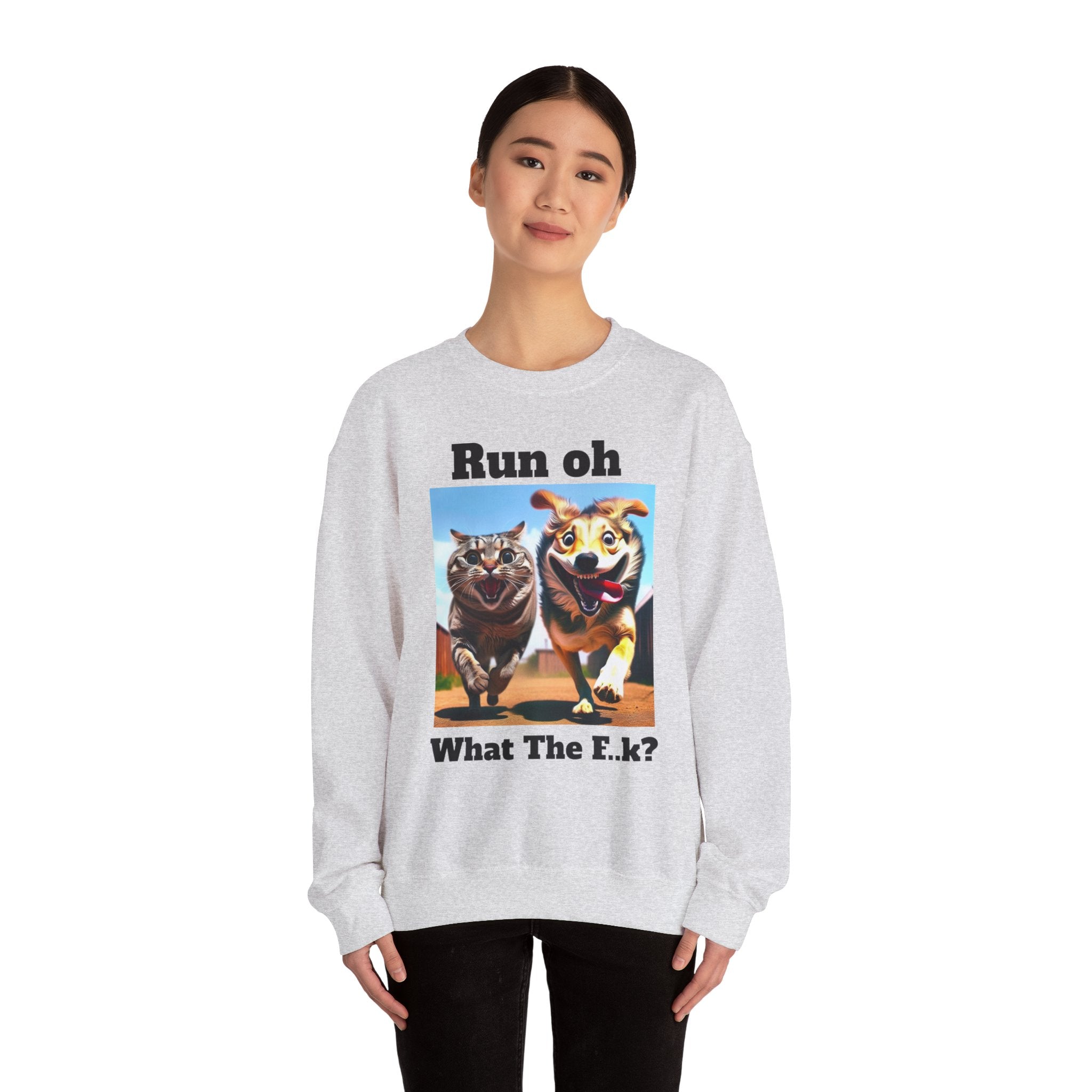 Cats and Dogs Running - Funny Unisex Crewneck Sweatshirt