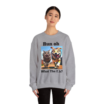 Cats and Dogs Running - Funny Unisex Crewneck Sweatshirt