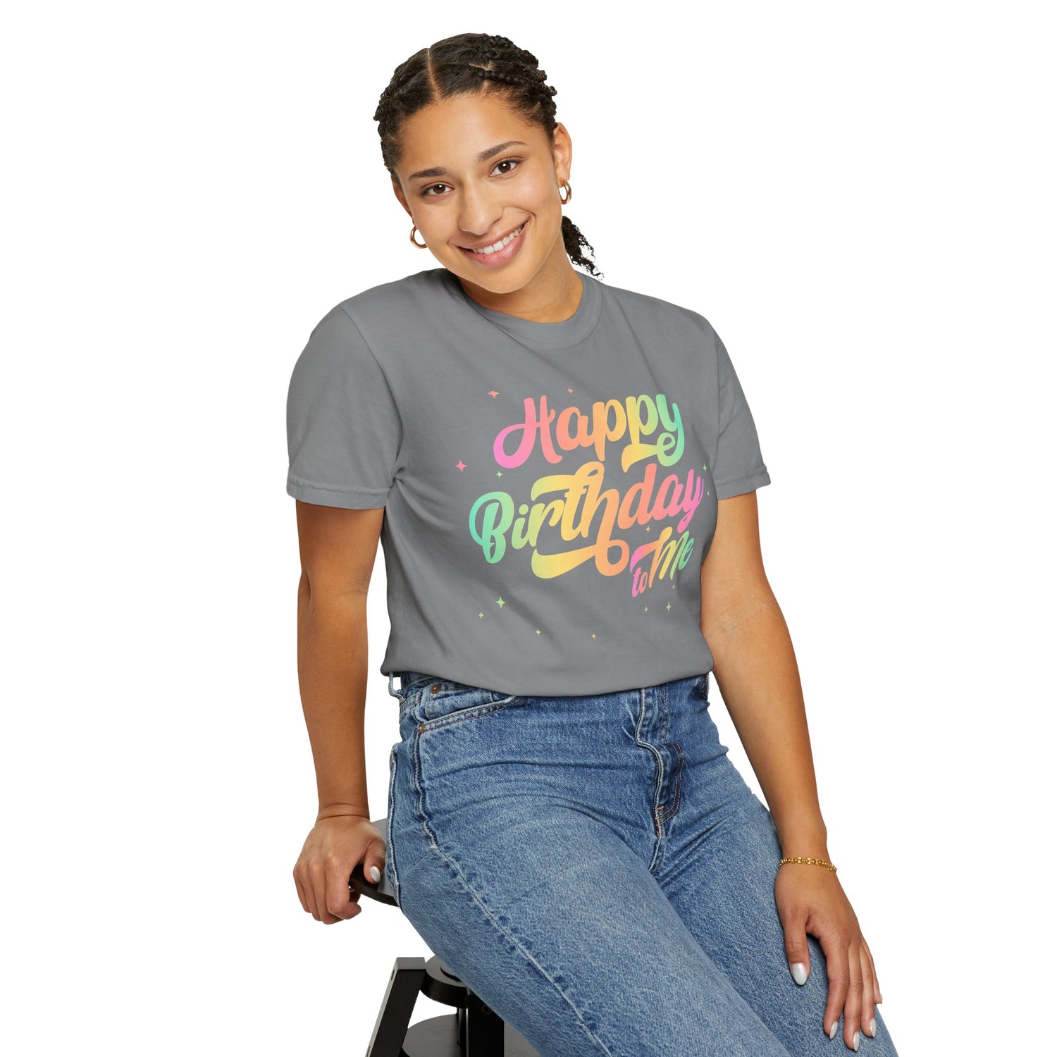 Happy Birthday - Round Neck Unisex Garment-Dyed T-shirt