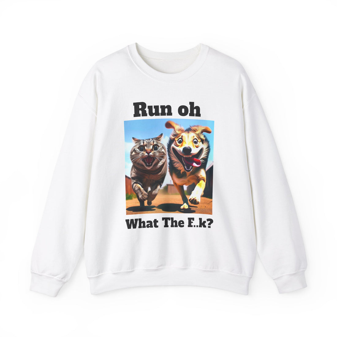 Cats and Dogs Running - Funny Unisex Crewneck Sweatshirt