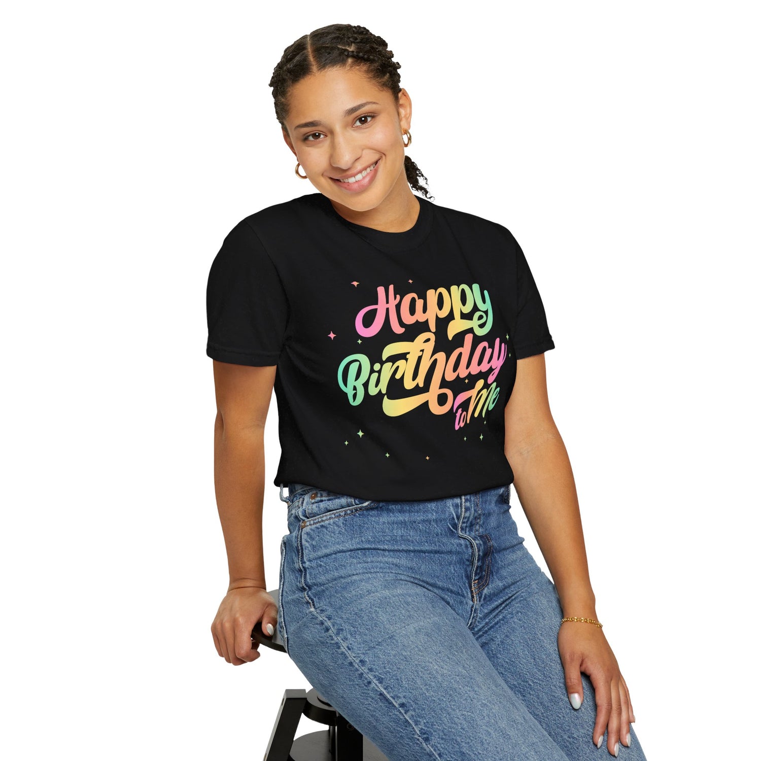 Happy Birthday - Round Neck Unisex Garment-Dyed T-shirt