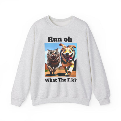 Cats and Dogs Running - Funny Unisex Crewneck Sweatshirt