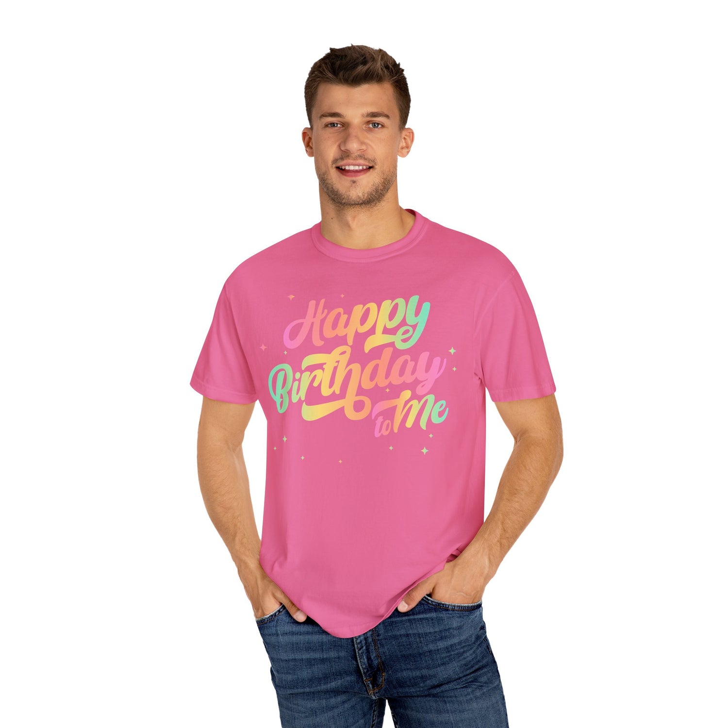 Happy Birthday - Round Neck Unisex Garment-Dyed T-shirt