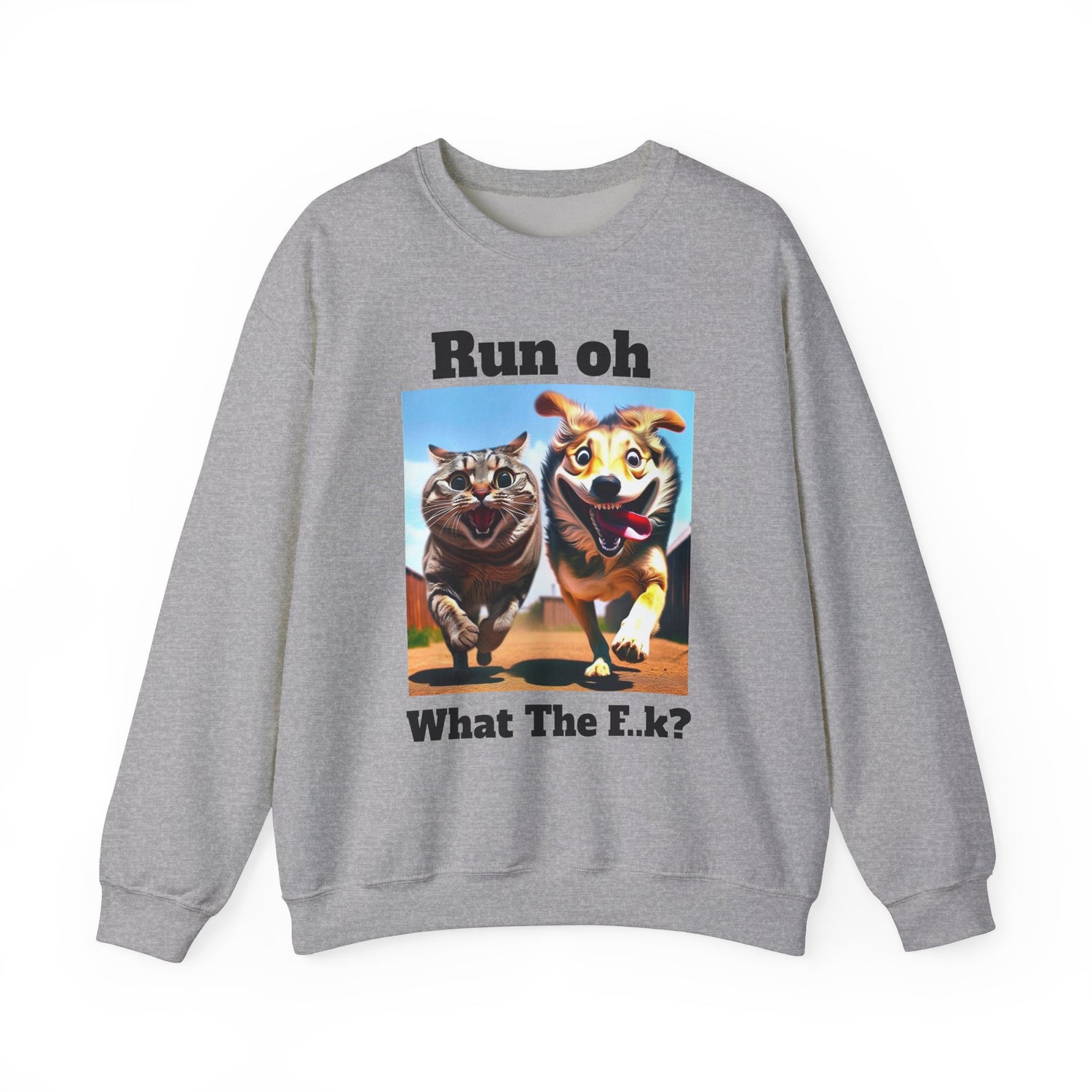 Cats and Dogs Running - Funny Unisex Crewneck Sweatshirt