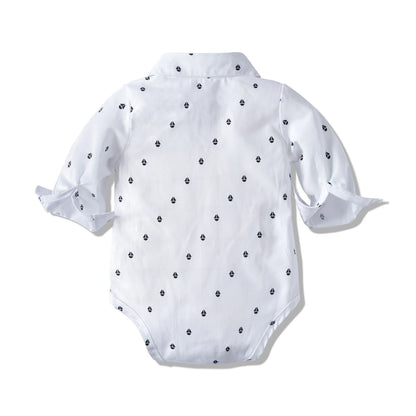 Baby Boy Gentleman Romper Set with Bow and Hat- Cotton.