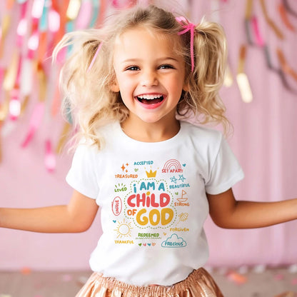 I Am A Child of God Printed Kids Shirt Summer T-shirt Tops for Children Boys Girls Short Sleeve Tshirt Funny Toddler Clothes Tee