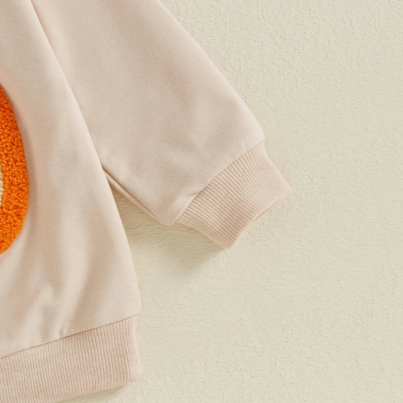 Halloween Sweatshirt Pumpkin Embroidery for Toddlers.