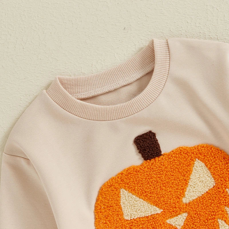 Halloween Sweatshirt Pumpkin Embroidery for Toddlers.