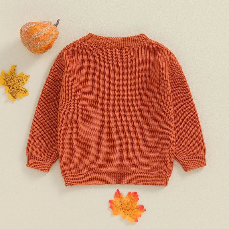 Halloween Sweater Toddler Boy Girl Pumpkin Pattern Long Sleeves.