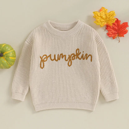 Pivanzore Toddler Baby Girl Boy Halloween Sweater Cute Letter Print Pumpkin Infant New Born Sweatshirt Warm Winter Clothes