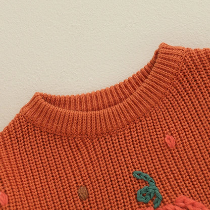 Halloween Sweater Toddler Boy Girl Pumpkin Pattern Long Sleeves.