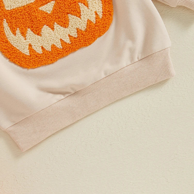 Halloween Sweatshirt Pumpkin Embroidery for Toddlers.